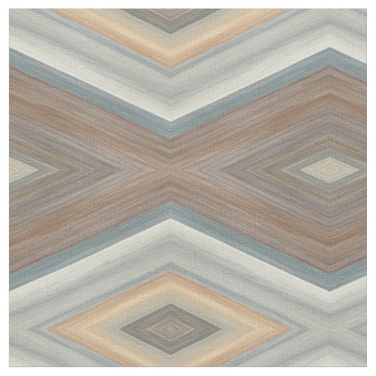 Gray Slate Blue Beige Brown Funky Raute Pattern Stoff (Nahaufnahme)