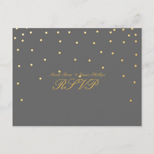 Gray & Small Gold Confetti UAWG Wedding Postcard Einladungspostkarte (Vorderseite)