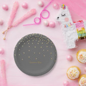 Gray & Small Gold Foil Confetti Dots Party Teller (Party)