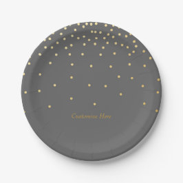 Gray & Small Gold Foil Confetti Dots Party Teller