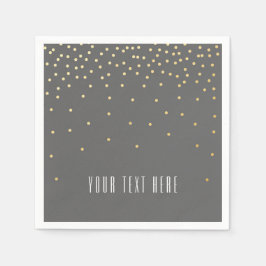 Gray & Small Gold Foil Confetti Wedkins Serviette