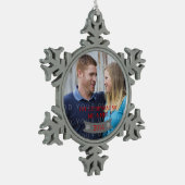 Gray Snowflake Banner Holiday Foto Ornament v2 (Links)
