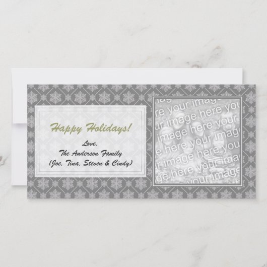Gray Snowflake Holiday Foto Cards Feiertagskarte (Vorderseite)
