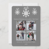 Gray Snowflake Ornamente FotoCollage Feiertagskarte (Vorderseite)