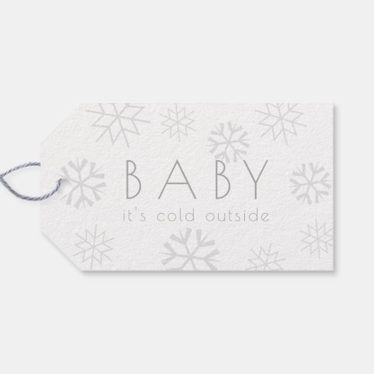Gray Snowflakes Baby seine kalte Außenwelt Danke Geschenkanhänger (Rückseite Horizontal)