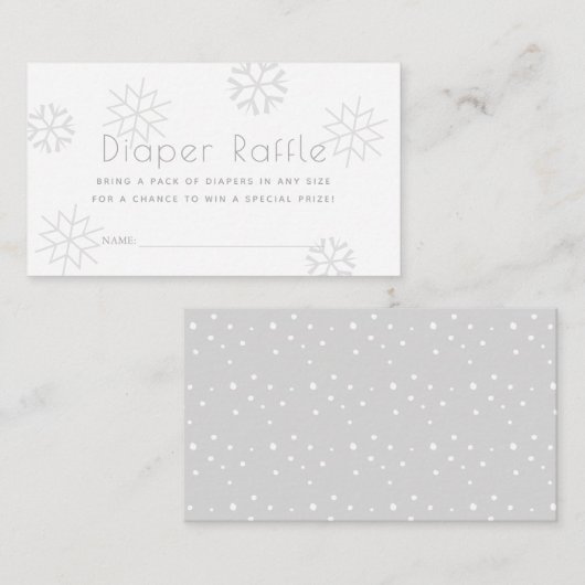 Gray Snowflakes Baby Showdusche Windeln Raffle Tic Begleitkarte (Vorne/Hinten)