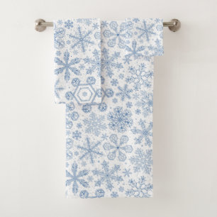 Gray Snowflakes on off white Badhandtuch Set