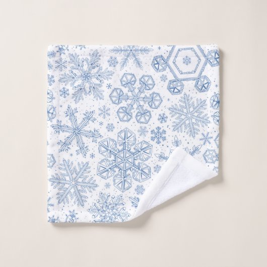 Gray Snowflakes on off white Badhandtuch Set (Waschlappen)