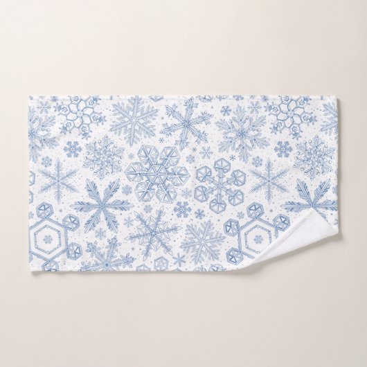 Gray Snowflakes on off white Badhandtuch Set (Handtuch)