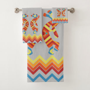 Gray Southwestern Kokopelli Badetuch Set