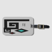 Gray Southwestern Style Geometric Luggage Tag Gepäckanhänger (Vorderseite (Horizontal))