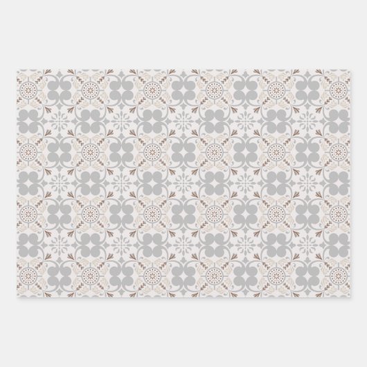 Gray Spanish Tile Pattern Geschenkpapier Set (Vorderseite)
