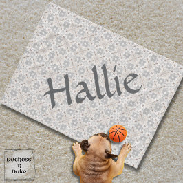 Gray Spanish Tile Personalized Dog Blanket  Fleecedecke