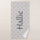 Gray Spanish Tile Personalized Dog Towel Badehandtuch (Badehandtuch)