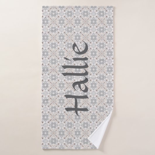 Gray Spanish Tile Personalized Dog Towel Badehandtuch (Badehandtuch)