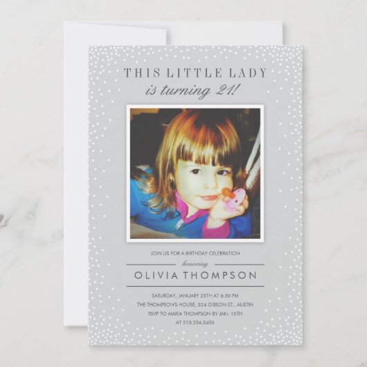 Gray Sparkle Altes Foto Einladung zum Geburtstag (Vorderseite)