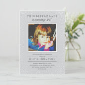 Gray Sparkle Altes Foto Einladung zum Geburtstag (Stehend Vorderseite)