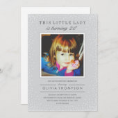 Gray Sparkle Altes Foto Einladung zum Geburtstag (Vorne/Hinten)