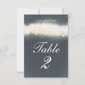 Gray Sparkle Light Blast Wedding Tischnummer Card (Vorderseite)