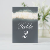 Gray Sparkle Light Blast Wedding Tischnummer Card (Stehend Vorderseite)