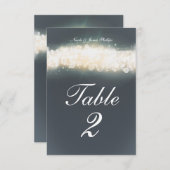 Gray Sparkle Light Blast Wedding Tischnummer Card (Vorne/Hinten)