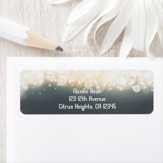 Gray Sparkle Lights Sky Blast Party Address Labels (Insitu)