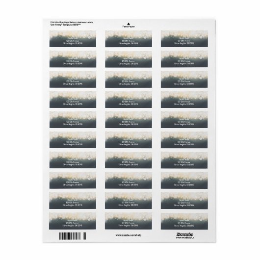 Gray Sparkle Lights Sky Blast Party Address Labels (Vorne)