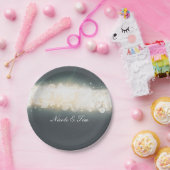 Gray Sparkle Lights Sky Blast Wedding Teller (Party)