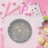 Gray Sparkle Spiderweb Halloween-Party Pappteller (Party)