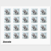 Gray spielful Hippo Danke Square Sticker (Blatt)