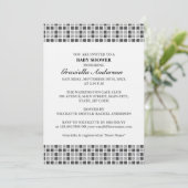 Gray Squares Pattern Baby Dusche Einladung (Stehend Vorderseite)