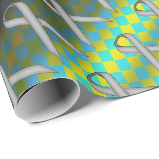 Gray Standard Ribbon Pattern von Kenneth Yoncich Geschenkpapier (Rolleneckpunkt)