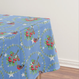 Gray Star Blue Red Robin Wreath Weihnachten Tischdecke