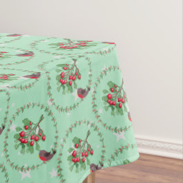 Gray Star Green Red Robin Wreath Weihnachten Tischdecke