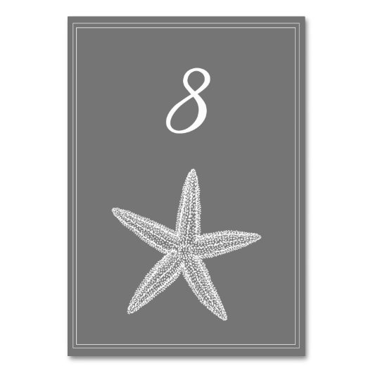 Gray Starfish Tischnummer Card (Vorderseite)