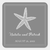 Gray Starfish Wedding Stickers (Vorderseite)