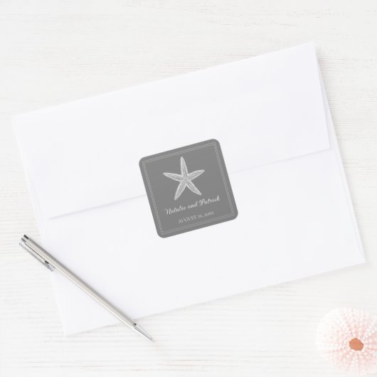 Gray Starfish Wedding Stickers (Umschlag)
