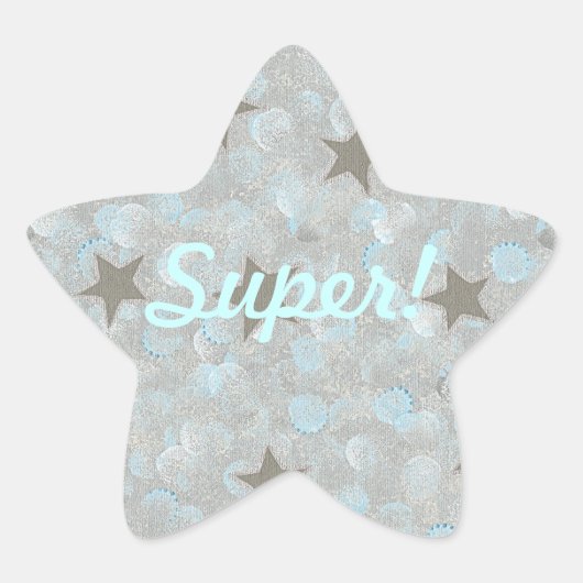 Gray Stars Blue Silver Bubbles Super Stickers (Vorderseite)