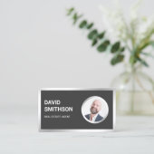 Gray Steel Silver Foto Real Anwesen Agent Visitenkarte (Stehend Vorderseite)