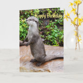 Gray Stehend Otter Happy Birthday Karte (Gelbe Blume)