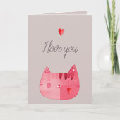Gray Stone Red Cat Hearts Liebe You Karte (Vorderseite)