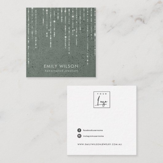 GRAY STONE STUTS STUD EARRING DISPLAY QUADRATISCHE VISITENKARTE (Vorne/Hinten)