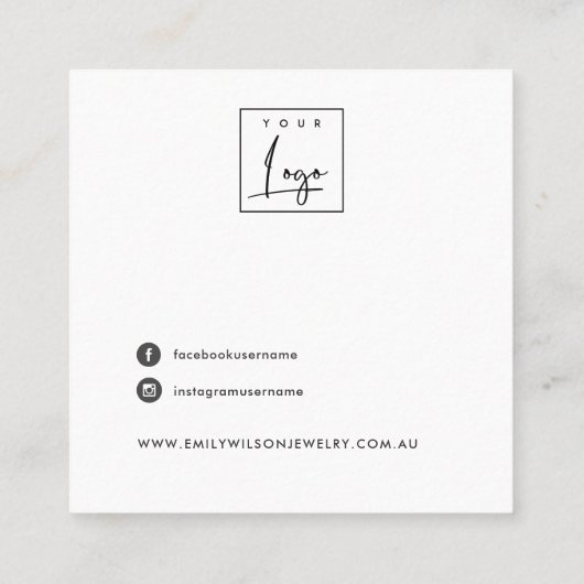 GRAY STONE STUTS STUD EARRING DISPLAY QUADRATISCHE VISITENKARTE (Rückseite)