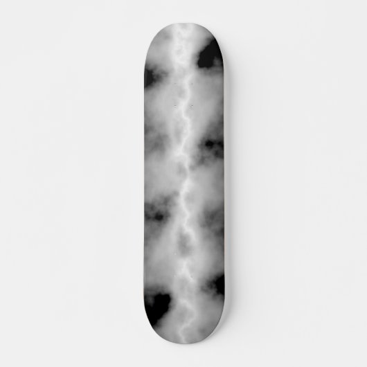 Gray Storm Cloud White Lightning Thunderstorm Look Skateboard (Vorne)
