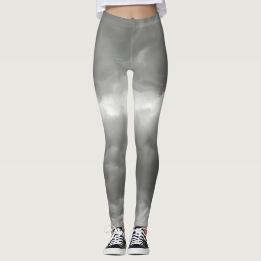 Gray Stormy Clouds Gray Chic Leggings (Vorderseite)