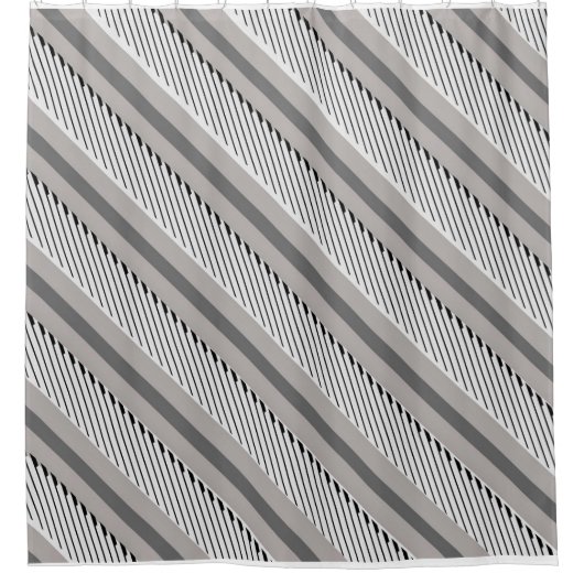 Gray-Streifen mit zwei Mustern Duschvorhang (Vorderseite)