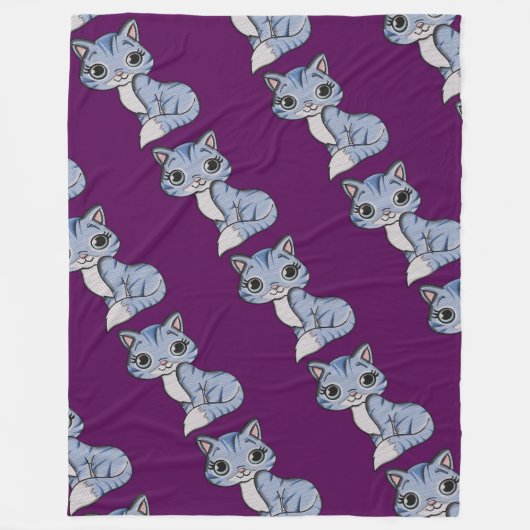 Gray Strick Kitty Cat Fleecedecke (Vorderseite)