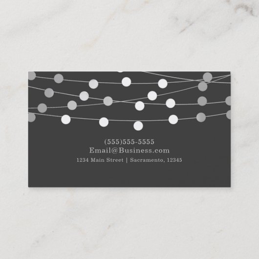 Gray String Lights Modernes Chic Glam Visitenkarte (Rückseite)