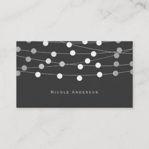 Gray String Lights Modernes Chic Glam Visitenkarte