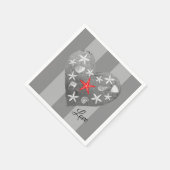 Gray Stripe Coastal Thema Seashell Starfish Herz Serviette (Ecke)